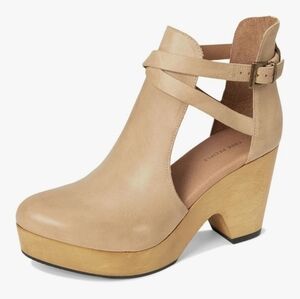 Free People Cream Cross-Strap Block Heels